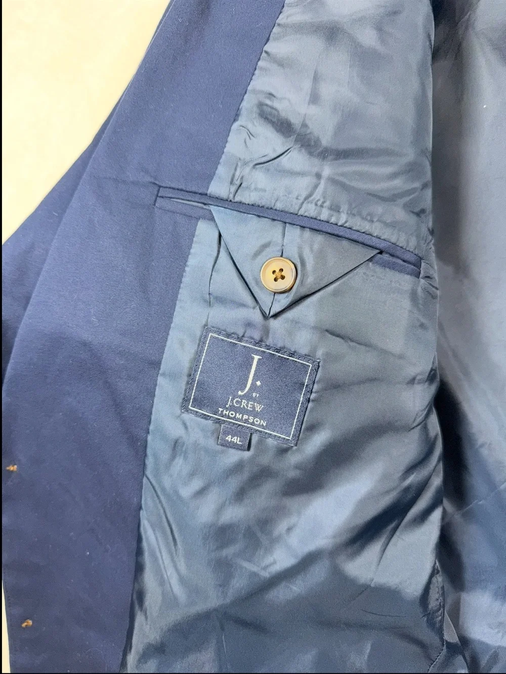 J. Crew Thompson 44L Men's Navy Cotton Stretch Blue Two-Button Blazer Sport Coat